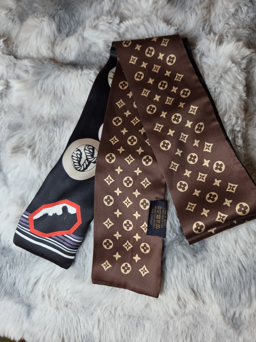 Brown and Black Silk Scarf